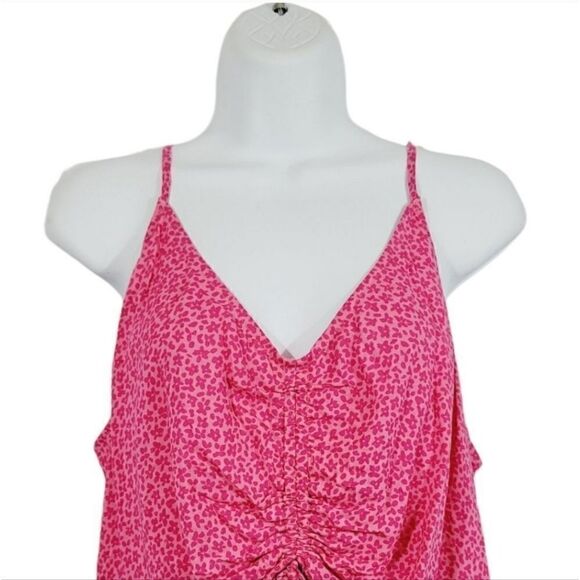 NEW Wild Fable Cinch Front Peplum Sleeveless Tank Top in Pink Floral Size XXL - Picture 3 of 8